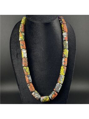 Handcrafted Yellow & Orange Speckled Glass Bead Bracelet - Unbranded